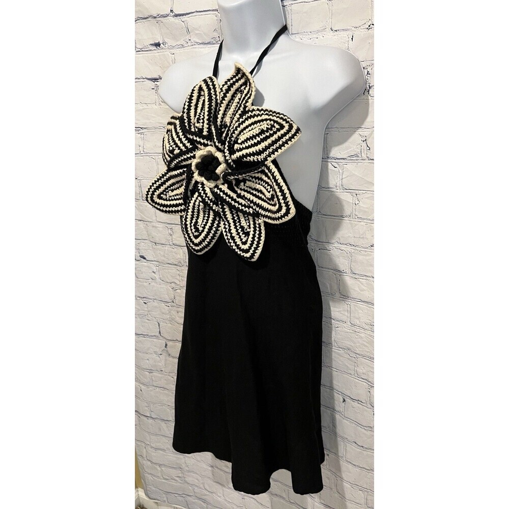 Zara limited edition flower black-and-white crocheted dress size small - Picture 4 of 9